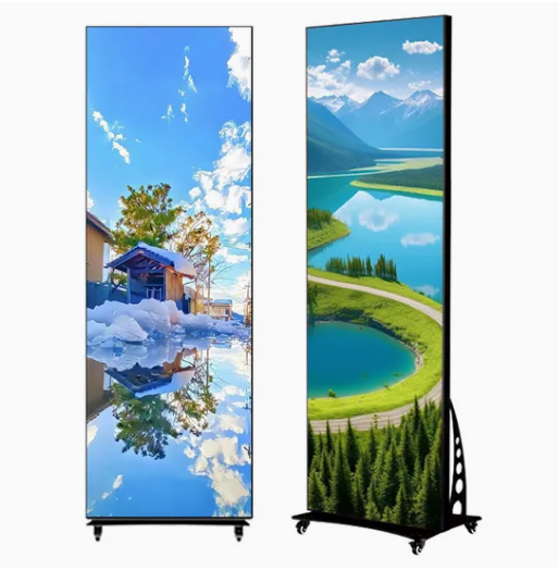 LED poster display screen, wall-mounted indoor digital signage screen for shopping malls/restaurants, high-brightness advertising display screen