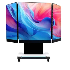 Full HD P1.25 floor-standing folding LED display with high-contrast LED video wall, suitable for conference room presentations